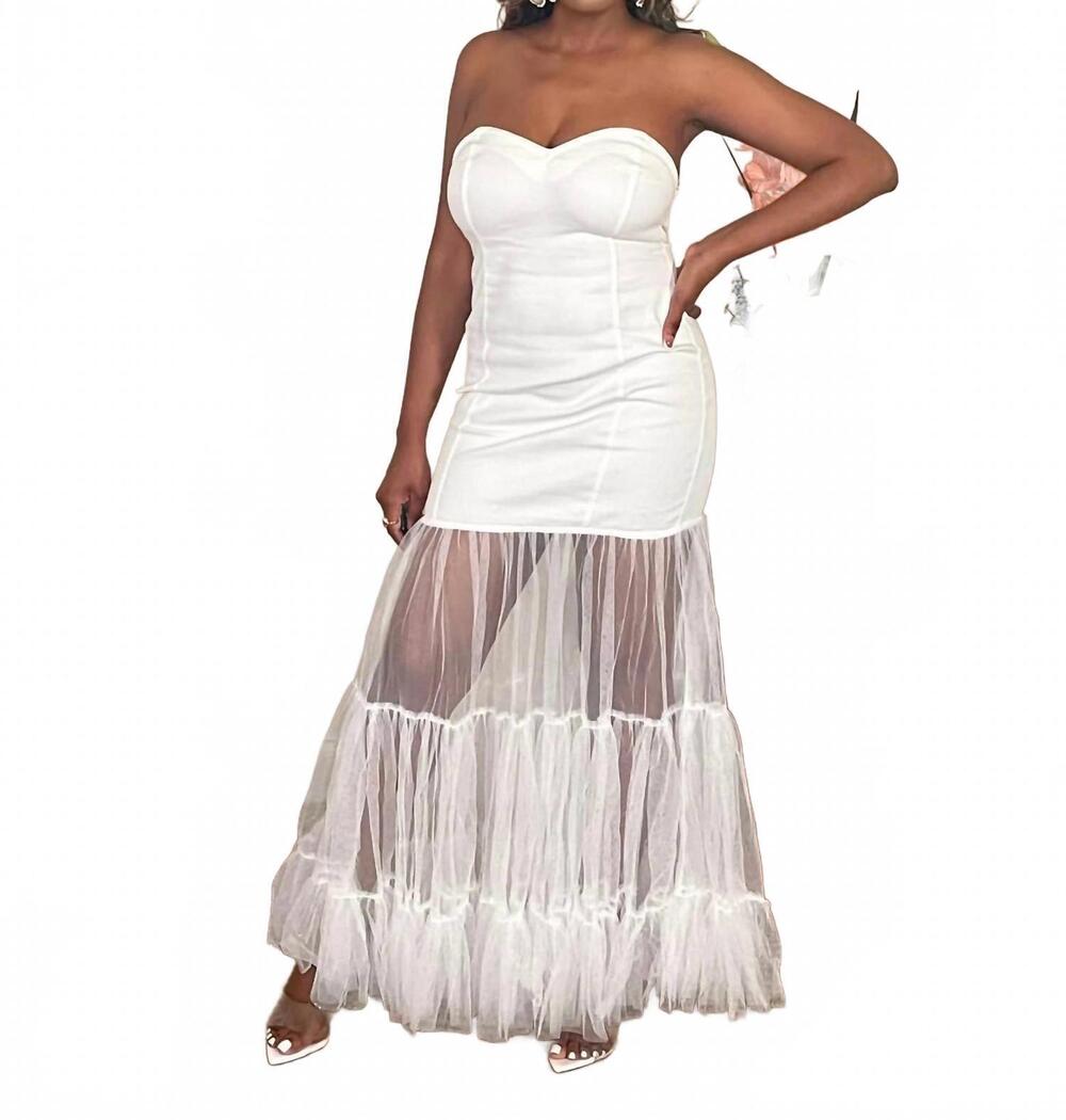 NEW FLYING TOMATO midsummer glow twill maxi dress in white